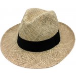 Fiebig Pánský slaměný Bogart klobouk z mořské trávy s černou stuhou Fedora