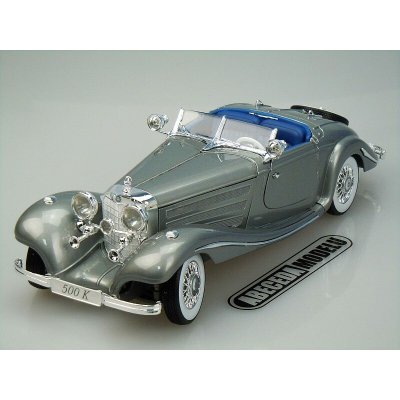 Maisto Mercedes-Benz 500 K Typ Specialroadster 1936 šedá metalíza 1:18 – Hledejceny.cz