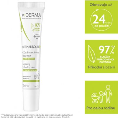 A-Derma Dermalibour Plus Cica reparační balzám na popraskané a podrážděné rty 15 ml – Zbozi.Blesk.cz