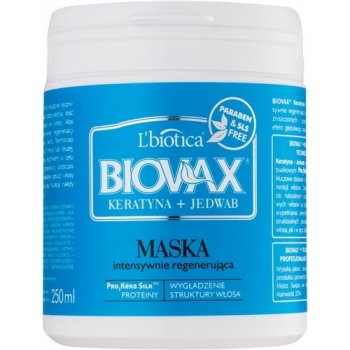 L'biotica Biovax Keratin & Silk regenerační maska pro hrubé vlasy (Paraben & SLS Free) 250 ml