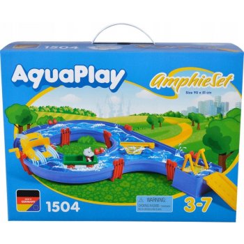 AquaPlay Vodní dráha Amphieset s vodní turbínou a hrošice Wilma v loďce