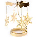 Otočný vánoční svícen / kolotoč, střední, 5 zlatá vločka – Sleviste.cz
