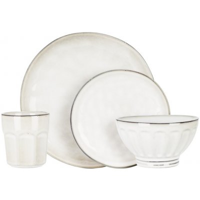SIAKI Jídelní sada kamenina krémová 16 ks – Sleviste.cz