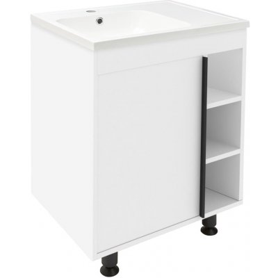 Naturel Koupelnová skříňka s umyvadlem Naturel Lucca 59x70x45 cm bílá lesk LUCCA60W LUCCA60W – Zboží Dáma