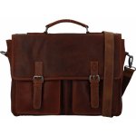 Greenwood Velká pánská kožená brašna aktovka Louney 2 tmavě hnědá – Zboží Dáma