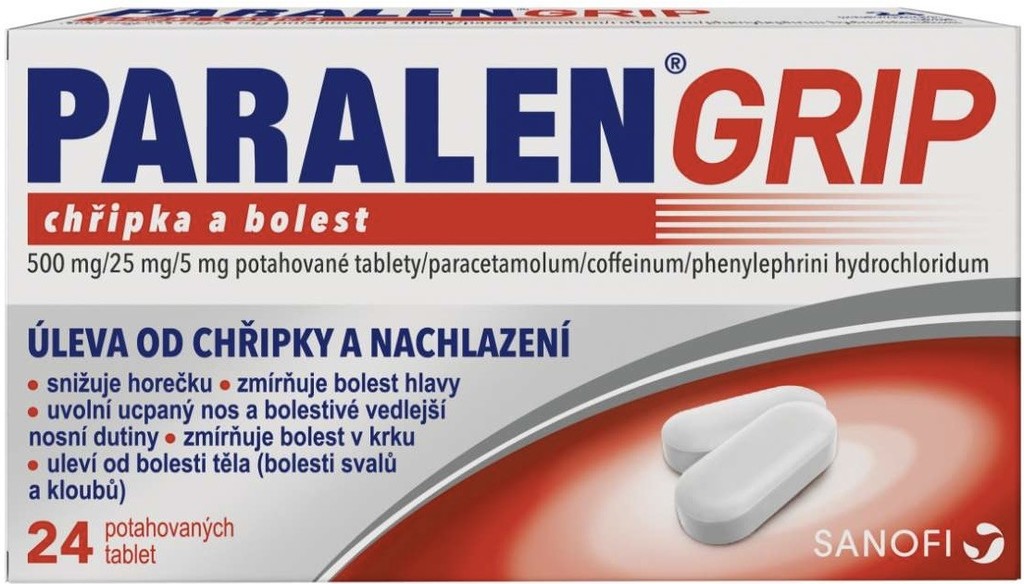 PARALEN GRIP CHŘIPKA A BOLEST POR 500MG/25MG/5MG TBL FLM 24 I