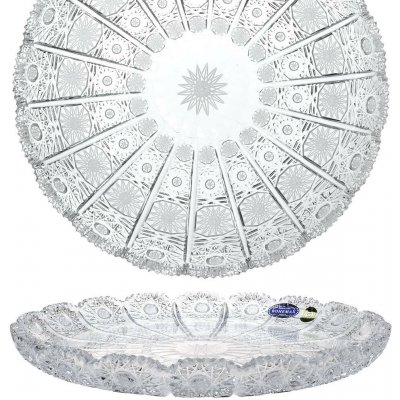 Bohemia Crystal podnos kulatý Český křišťál brus Klasik 280mm – Sleviste.cz