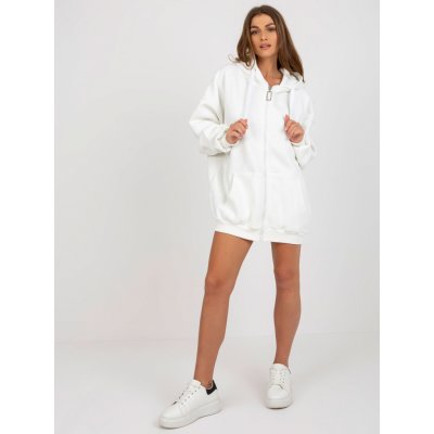 Smetanová delší oversize mikina na zip s kapucí EM-BL-751.15X-ecru – Sleviste.cz