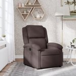 Shumee elektrické masážní polohovací křeslo tmavě hnědé textil – Zboží Dáma