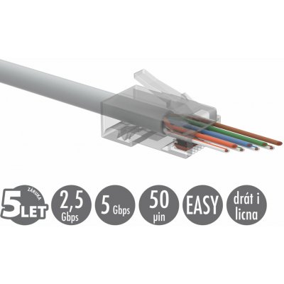 Solarix SXRJ45-5E-UTP-EASY Univerzální RJ45 CAT5E UTP 8p8c na drát i licnu – Hledejceny.cz