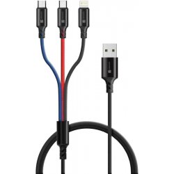 Connect IT CCA-2200-BK Magnetic PowerLink 3in1, USB-C/Lightning/microUSB, 2m, černý