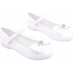 Balerínky pro dívky lakovaná stélka z ekokůže na suchý zip ploché bílé – Zboží Mobilmania