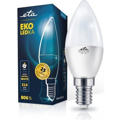 ETA žárovka LED EKO LEDka svíčka 8W, E14, neutrální bílá – Zboží Mobilmania