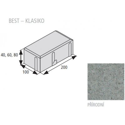 Best Klasiko 4 x 10 x 20 cm přírodní beton 1 m² – Hledejceny.cz