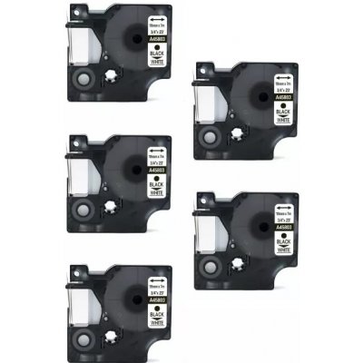 Tonery Náplně Kompatibilní páska s Dymo 45803, S0720830, 19mm x 7m, cerný tisk / bílý podklad 5-PACK – Zboží Živě