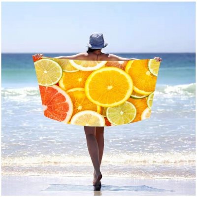 DumDekorace Plážová osuška s motivem citrusů 100 x 180 cm