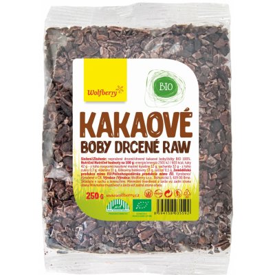 Wolfberry Bio Kakaové boby drcené 250 g – Zbozi.Blesk.cz