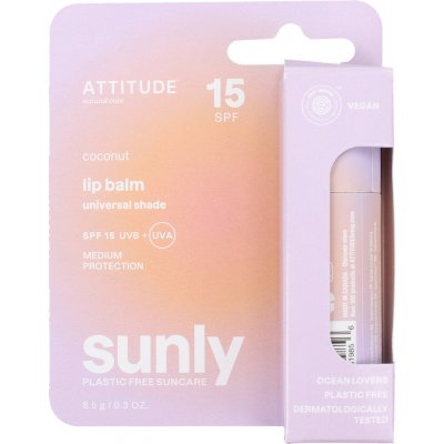 Attitude 100% minerální ochranný balzám na rty SPF15 s vůní kokosu 8,5 g – Zboží Dáma
