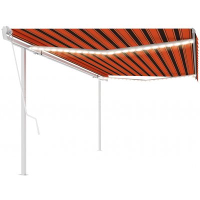 Prolenta Maison Exclusive Automatická markýza LED a senzor větru 5 x 3,5 m oranžovo-hnědá – HobbyKompas.cz