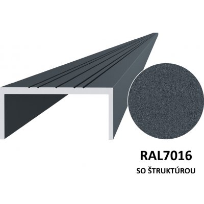 Hliníkový U profil 50 x 22 x 6000 mm, struktura RAL 7016 – Hledejceny.cz
