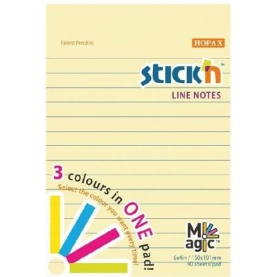 Bloček samolepicí Stick´n 150x101 mm, linkovaný, mix barev – Hledejceny.cz