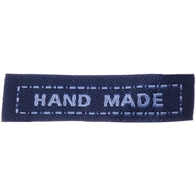 Textilní nášivka HAND MADE 45x10mm modrá – Zboží Mobilmania