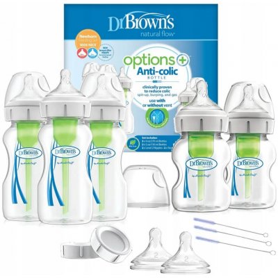 Dr. Brown´s sada 5 lahví Options + široké hrdlo novorozenecká plast WB09600 – Zboží Dáma Dr. Brown´s sada 5 lahví Options + široké hrdlo novorozenecká plast WB09600 – Zboží Dáma