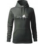 Piano ekg křídlo mikina dámská Cape s kapucí Tm. břidlice šedozelená – Hledejceny.cz