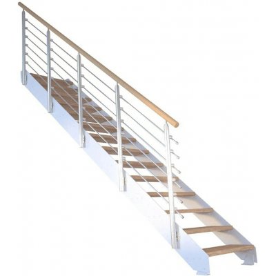 StarWood Kovové schody Kos 12 st. dub přír. 87 cm design. zábradlí bílá – Zboží Mobilmania