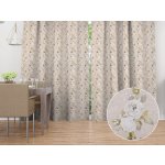 Biante Dekorační závěs PML-059 Bílé růže s perokresbou na béžovém 145x200 cm – Hledejceny.cz