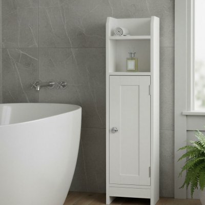VASAGLE Koupelnová skříňka úzká 18x20x80cm bílá – Hledejceny.cz