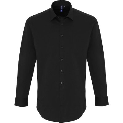 Premier popelínová elastická košile s dlouhým rukávem PR244 černá – Zboží Dáma