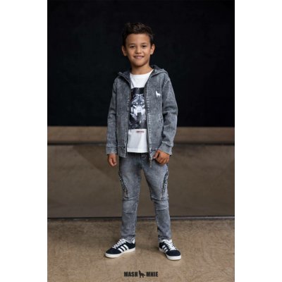 Mashmnie chlapecké volné kalhoty vzhled jeans šedé – Zboží Mobilmania