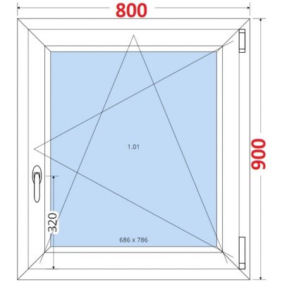 SMART Plastové okno 80x90, Otevíravé a sklopné