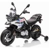 Dětské elektrické vozítko Beneo Elektrická Motorka BMW F850 GS Licencované 12V baterie EVA měkká kola 2 x 35W motor,LED Světla Pomocná kolečka bílá