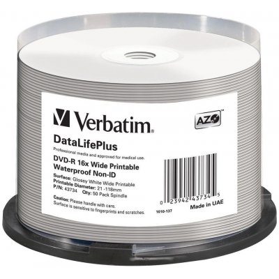 Verbatim DVD-R 4,7GB 16x, AZO, spindle, 50ks (43734) – Zbozi.Blesk.cz