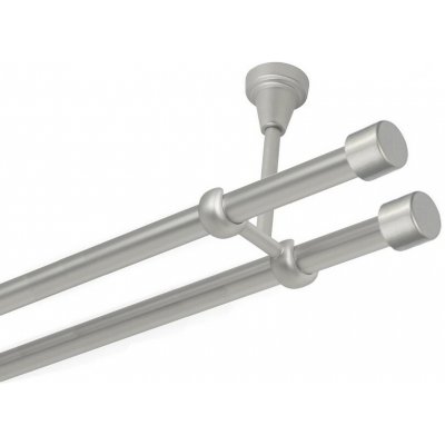 OK-GarnýžeCZ Garnýž kovová dvouřadá 16mm Pullo double satina 160 cm do stropu / na tunýlek - bez kroužků – Sleviste.cz