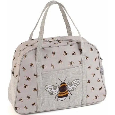 Velká taška na pletení a háčkování - Včely - přírodní
