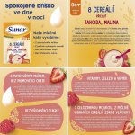 Sunar mléčná kaše 8 cereálií 2 druhy piškotová + jahoda malina 6 x 210 g – Zboží Dáma