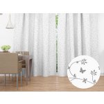Biante Bavlněný závěs Sandra SA-049 Drobné šedé květiny a motýlci na bílém 140x150 cm – Zboží Mobilmania