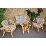 Ratanová sedací souprava Bahama medová velká polstry levandule – Zboží Dáma