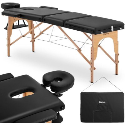 shumee Přenosný skládací dřevěný masážní stolek na postel Marseille Black do 227 kg černý