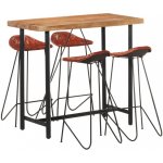 vidaXL Marketos 5dílný barový set masivní sheeshamové dřevo a pravá kůže – Zboží Dáma