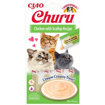 Inaba Churu cat snack Kuře s příchutí hřebenatek 4 x 14 g