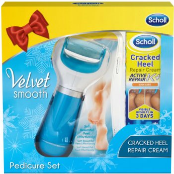 Scholl Velvet Smooth elektrický pilník na chodidla + Essential Smooth denní hydratační krém 60 ml dárková sada