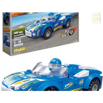 Edukie auto závodní modré na zpětný chod 107 ks