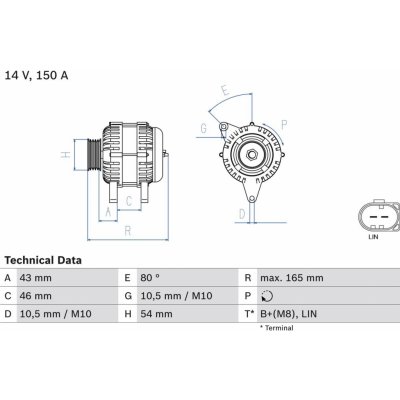 Generátor BOSCH 0 986 081 190 (0986081190) – Zboží Mobilmania