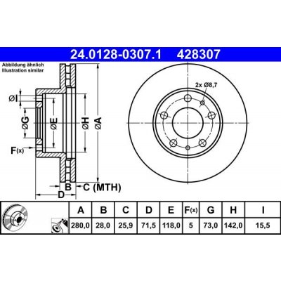 Brzdový kotouč ATE 24.0128-0307 (AT 428307) | Zboží Auto