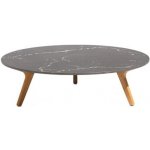 Manutti Nízký stůl Torsa, kulatý 100x24 cm, rám teak, deska keramika 12 mm, dekor basalt black – Hledejceny.cz