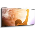 Obraz 1D panorama - 120 x 50 cm - Human hands open palm up worship. Eucharist Therapy Bless God Helping Repent Catholic Easter Lent Mind Pray. Christian Religion concept – Zbozi.Blesk.cz